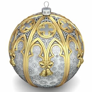 Серебряный елочный шар "Мадонна" с позолотой